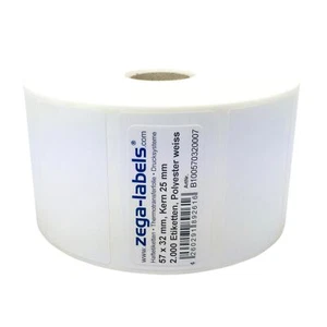Thermotransfer Etiketten Rolle 57x32mm PET Polyester Folie weiss Typenschilder - Bild 1 von 1