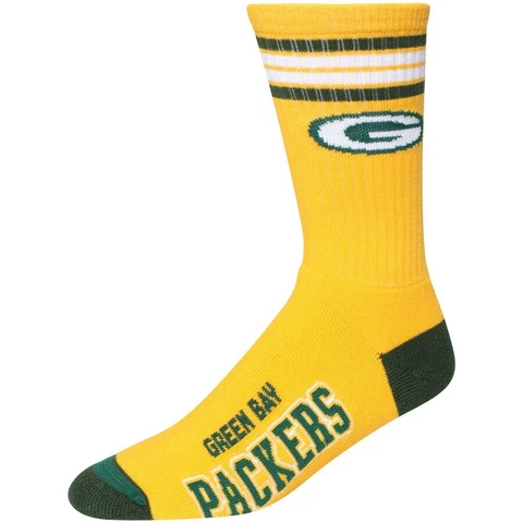 NEW Green Bay Packers Reverse Stripe Deuce Crew Socks NFL 2 Sizes Available Cover