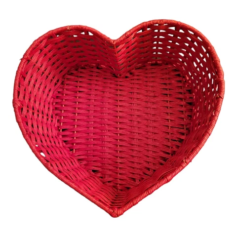 Red Woven Wicker Heart Shaped Basket Valentines Day Cover