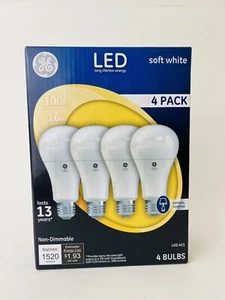 Pack Of 4 GE LED General Purpose Light Bulb 16W 100W Soft White A21 92983 - Picture 1 of 5