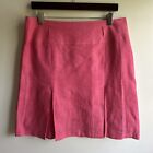 CURLING Collection Pink Vibrant Pleated Lined A Line 100% Linen Skirt S 12 F 44