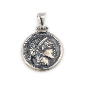 Griechische Göttin Athene Münzanhänger 925 Sterlingsilber, handgefertigter griechischer Schmuck - Bild 1 von 6