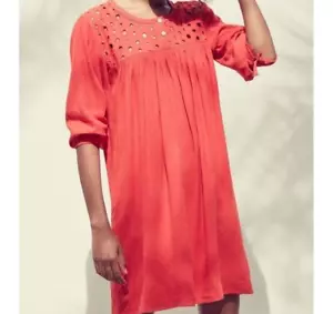Madewell Eyelet Daybreak Dress F0952 Leinenmischung rot orange Damen XXS Taschen - Bild 1 von 7