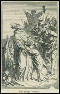 santino litografia 1800 S.ADALBERTO DI PRAGA M. - Picture 1 of 1