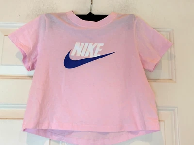 Nike Graphic T Shirt Pink Swoosh Logo Size Girls M NEW - Image 1 of 2