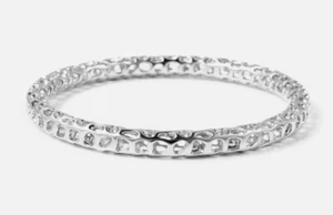 RACHEL GALLEY Rhodium Over 925 Sterling Silver Bangle Cuff Bracelet Size 7.25" - Picture 1 of 3