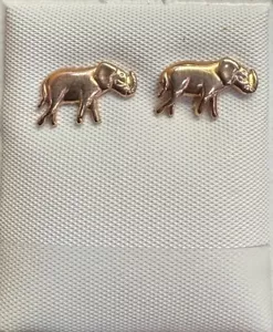 Real 10K RoseGold Fancy Stud Polished ELEPHANT Earrings - Picture 1 of 2