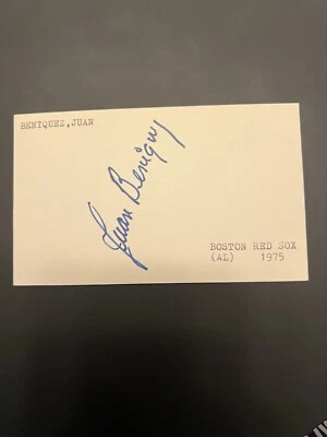 Juan Beniquez Signed Index Card JSA LOA Boston Red Sox - Image 1 of 3