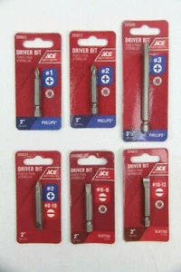 Lot of 6 Packs Ace Assorted Philips and Slotted Driver Bits - Picture 1 of 7
