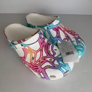 Crocs Mens US 13 EU Digital Dopaminechain Clogs White Colourful Sandals NEW - Picture 1 of 8
