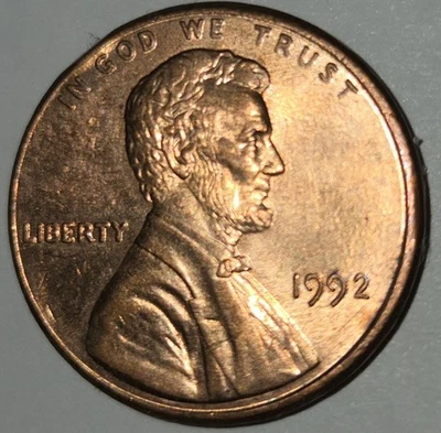 1992 Lincoln Memorial Penny No Mint Mark - Image 1 of 2