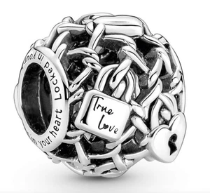 Pandora Plata Esterlina Calado Cadena Eslabón Candado Dije 790071C00 - Imagen 1 de 7