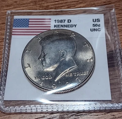 🔥1987 D Kennedy Half Dollar 50c UNC From Mint Set FREE SHIPPING BU Brilliant💥 - Image 1 of 3