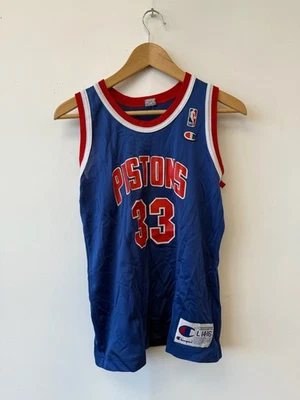 Camiseta deportiva vintage de los Detroit Pistons para niños grande azul NBA baloncesto Grant Hill 33 años 90 Foto 1 de 4