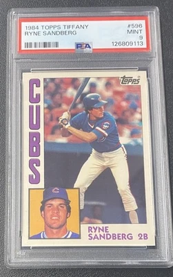 Topps Tiffany Ryne Sandberg 1984 (Chicago Cubs) PSA como nuevo 9 tarjetas número 596 Foto 1 de 2