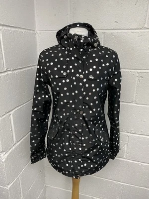 Chaqueta de Lluvia Regatta Negra Polkadot Manga Larga con Capucha Impermeable Exterior UK8 PD Foto 1 de 4