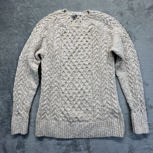 Suéter LL Bean Fisherman para mujer XS color camel tostado 100 % algodón tejido con cable usado en excelente estado - Imagen 1 de 7