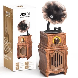 Retro Bluetooth Speaker With FM Radio, Bass, 5.3 Wireless Connect for Home Of... - Picture 1 of 8
