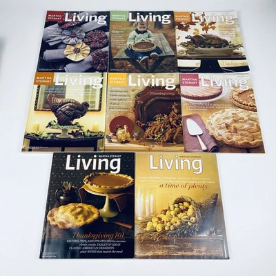 Martha Stewart Living Magazine Lot of 8 Thanksgiving 1998-2005 with Recipe Cards Foto 1 de 4