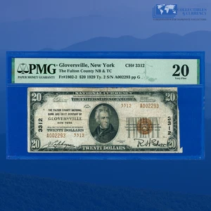 1929 $20 Fulton County National Bank & Trust GLOVERSVILLE, NY, Charter #3312 - Picture 1 of 3