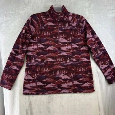 Женский флисовый пуловер Eddie Bauer большой фиолетовый розовый четверть квадратного ярда на молнии уличный принт - Изображение 1 из 4