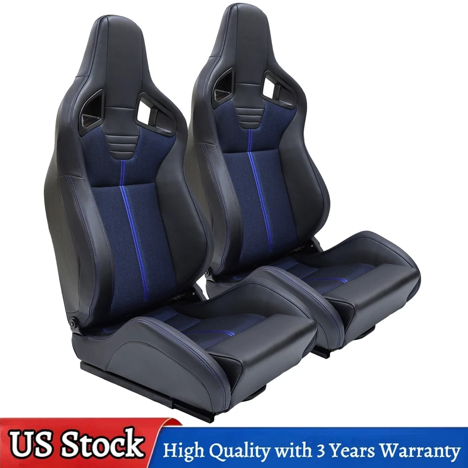 Par de asientos de carreras con canastilla reclinables para INFINITI + deslizadores ajustables PVC cuero Foto 1 de 4