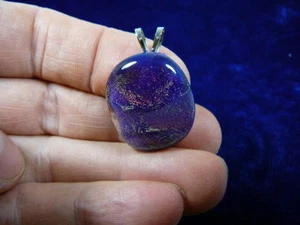 (#DL-634) DICHROIC Fused GLASS Pendant JEWELRY PURPLE YELLOW PINK - Picture 1 of 1