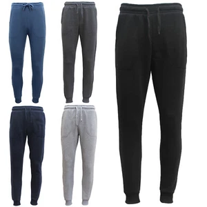 Mens Unisex Fleece Lined Sweat Track Pants Suit Casual Trackies Slim Cuff XS-6XL - Picture 1 of 12