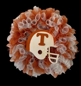 tennessee volunteers Deco Mesh Wreath Orange White 23” X 23” X 9” Helmet T - Picture 1 of 14