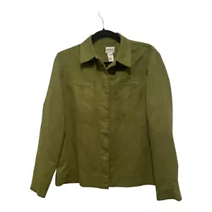 Chico’s Jacket Women’s Size 1 U.S. Green Long Sleeve Button Up - Picture 1 of 8