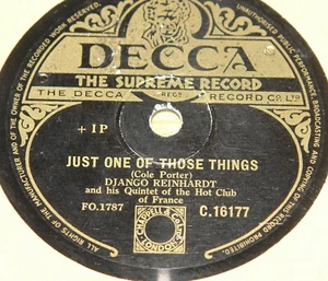 DJANGO REINHARDT JUST ONE THOSE THINGS b/w DELSALLE UK DECCA 78 RPM E EXCELLENT - Picture 1 of 2