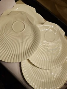 NAUTILUS Shell Shape WEDGWOOD  ETRURIA BARLASTON Snack Plate White Off SET of 4 - Picture 1 of 9