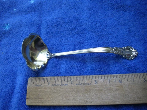 Gorham Sterling ROYAL OAK (1902) CREAM / MAYO LADLE-Gilt Bowl-No Mono Cover