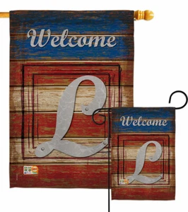 Patriotic L Initial Garden Flag Americana Decorative Gift Yard House Banner - Picture 1 of 19