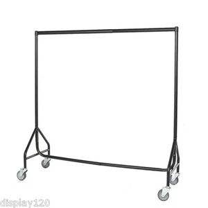 5 Fuß strapazierfähige verstärkte Kleidung Kleidungsstück hängende Stange & 4 x 4 Zoll Gummi Rollen  - Bild 1 von 5