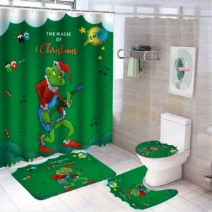 Grinch Christmas Bathroom Decor Holiday Home Shower Curtain or Bathroom Sets - Picture 1 of 3