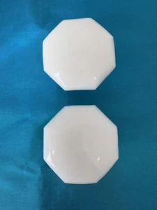 Lot Of 2 Vintage 8 Point White Milk Glass Door Knobs 2 1/8" Knob Only No Hardwar - Picture 1 of 8