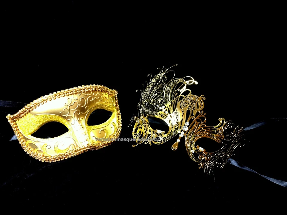 Black Swan Masquerade mask pair for couple Xmas New Year Costume Mardi Gras - Image 1 of 1
