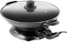 Padella elettrica antiaderente wok con coperchio e base temperatura regolabile 4,5 L 1500 W