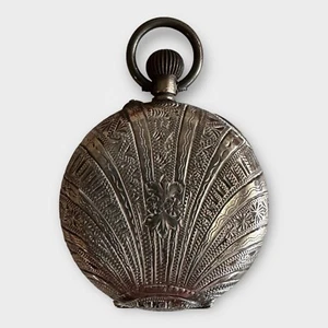 Antique 935 Swiss Sterling Silver Hunter Pocket Watch Standing Bears Hallmark - Picture 1 of 6