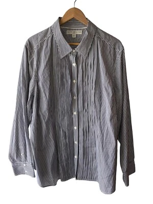 Топ женский Tommy Hilfiger размер 24 синий и белый в полоску плиссированный спереди на пуговицах - Изображение 1 из 4