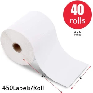 40 Rolls 4x6 Direct Thermal Shipping Labels Blank 450/Roll for Zebra 2844 Eltron - Picture 1 of 5