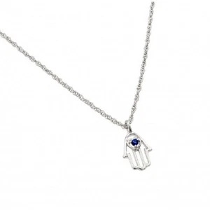 Collar colgante Hamsa azul chapado en rodio de plata de ley 925 - Imagen 1 de 1