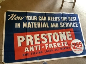 Vintage Original Prestone Anti-Freeze Canvas Banner 1930's-1940's - Picture 1 of 9