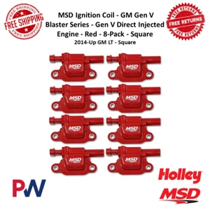 MSD GM Gen V Blaster Ignition Coil Red 8-Pack Square For Chevy, GMC, Cadillac - Picture 1 of 12
