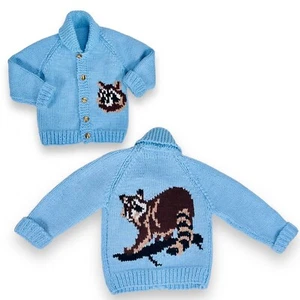 Cardigan maglione maglia cottagecore modello procione blu vintage 4T 4 - 5 - Foto 1 di 11