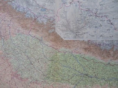 Norte de la India Nepal Himalaya Mt. Mapa de Bartolomé Everest Katmandú Delhi 1959 Foto 1 de 4