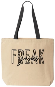 Jesus Freak Script Black Ink - 100% Cotton Canvas Tote - Liberty Bags 8868 - Picture 1 of 4