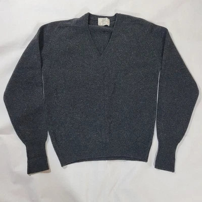 Suéter Vintage Lord Jeff M Gris Para Mujer 100% Lana Virgen Cordero Cuello en V Pullover Foto 1 de 4