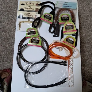 Purse Handles Lot 14 Pair Strap Plastic Rattan Unique Craft Sewing Crochet Knit - Picture 1 of 24